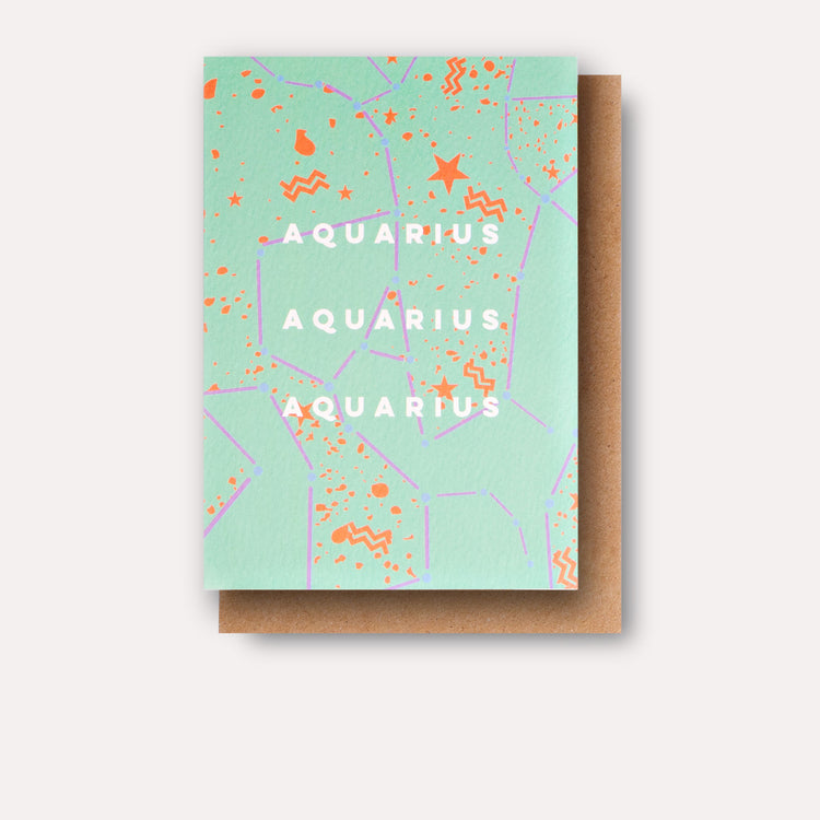 Cosmic Aquarius Astro Birthday Card