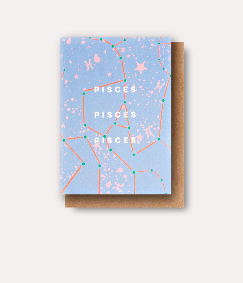 Cosmic Pisces Astro Birthday Card