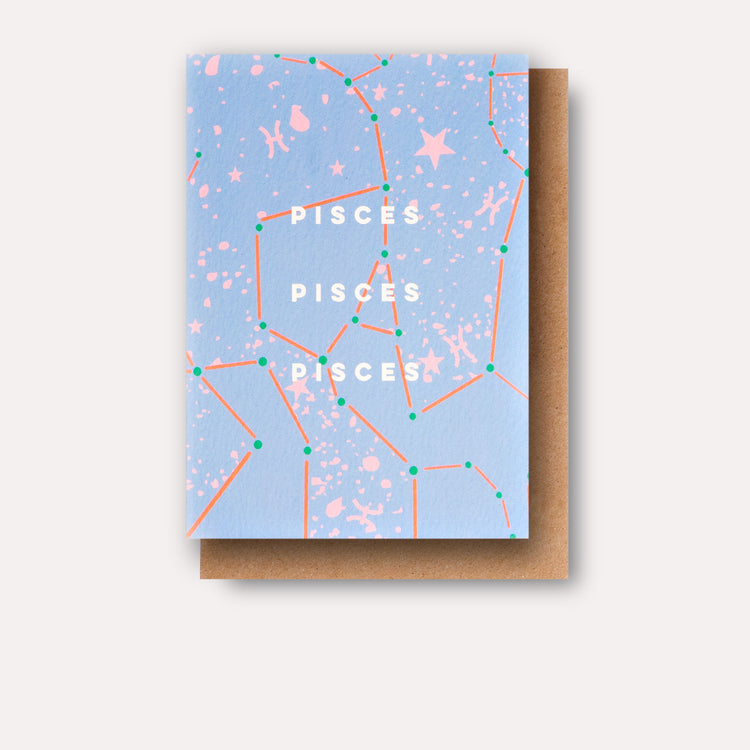 Cosmic Pisces Astro Birthday Card