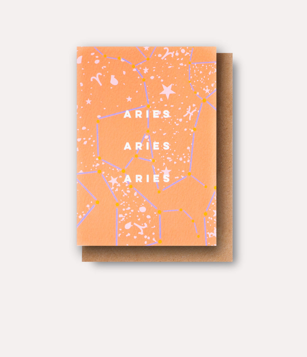 Cosmic Aries Astro Birthday Card