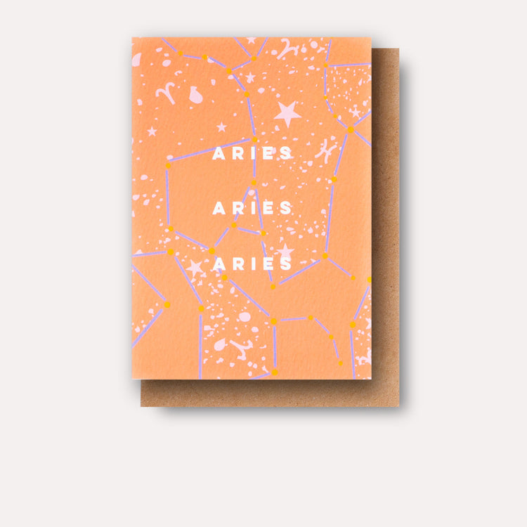 Cosmic Aries Astro Birthday Card