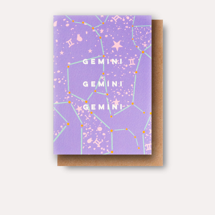 Cosmic Gemini Astro Birthday Card