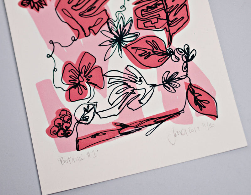 The Completist Pink Botanic Screen Print