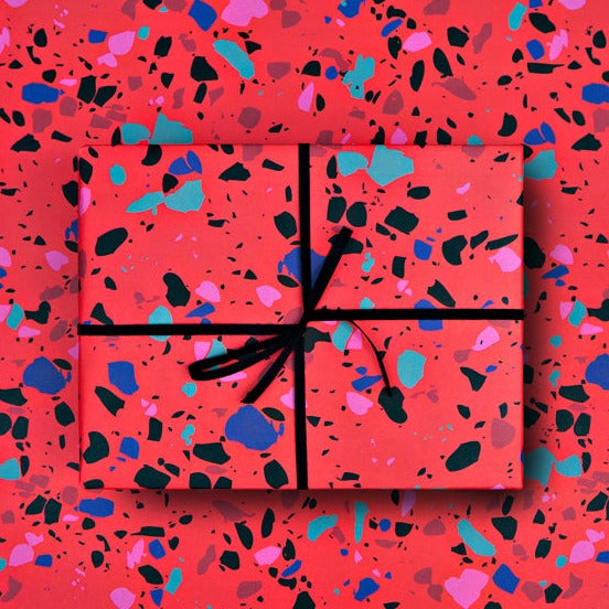 The Completist Red Terrazzo Gift Wrap