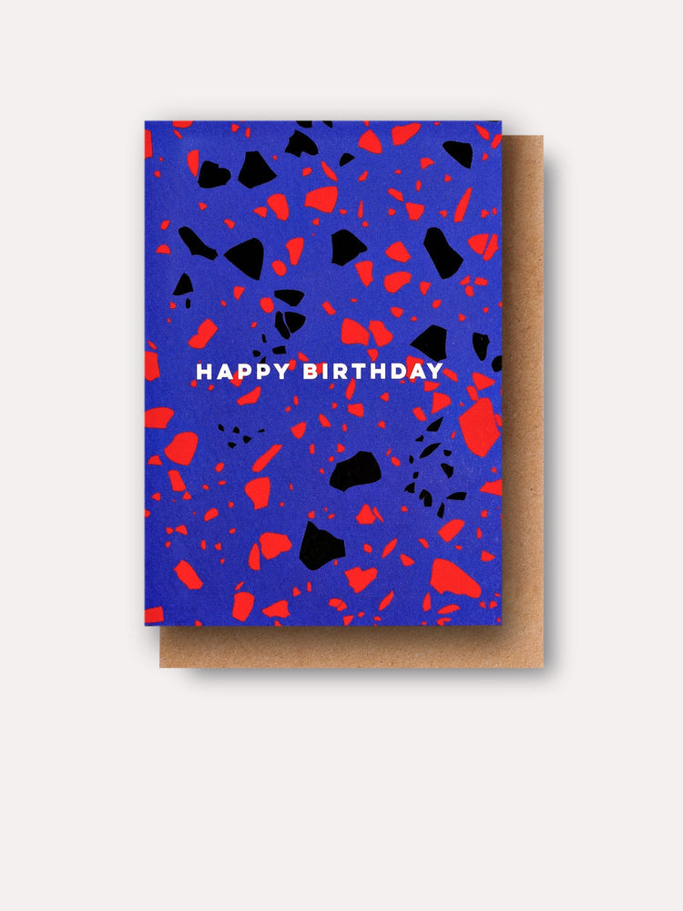 The Completist Blue Terrazzo Birthday Card