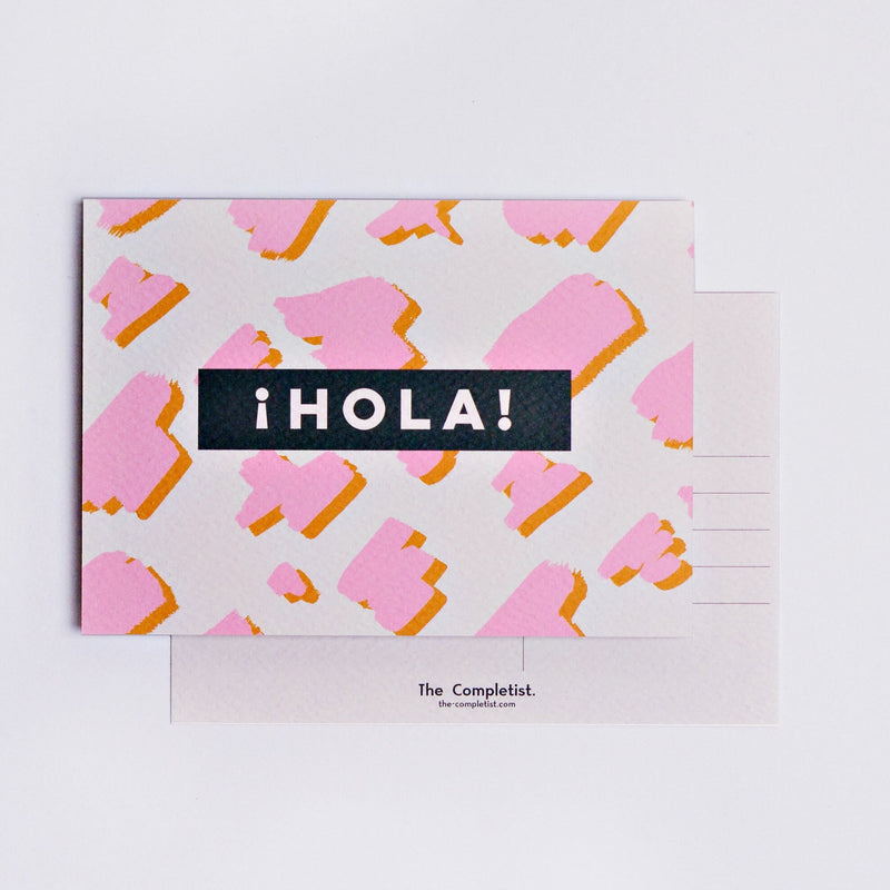 The Completist Pink Mustard Hola Postcard