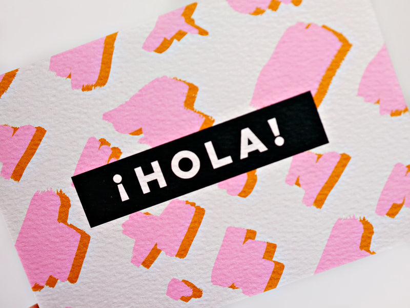 The Completist Pink Mustard Hola Postcard