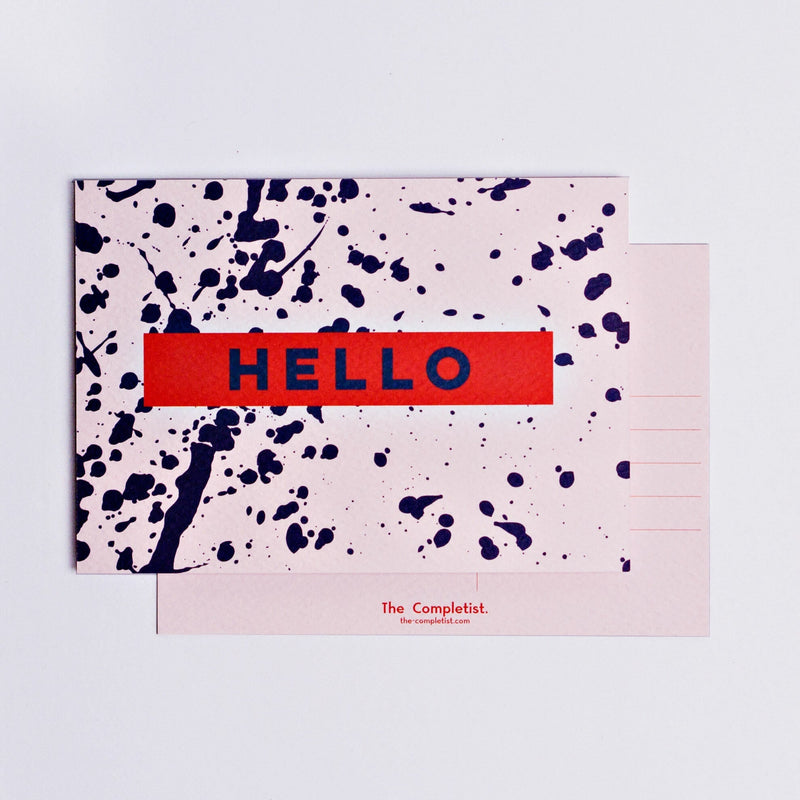 The Completist Red Navy Hello Postcard