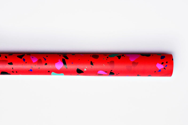 The Completist Red Terrazzo Gift Wrap