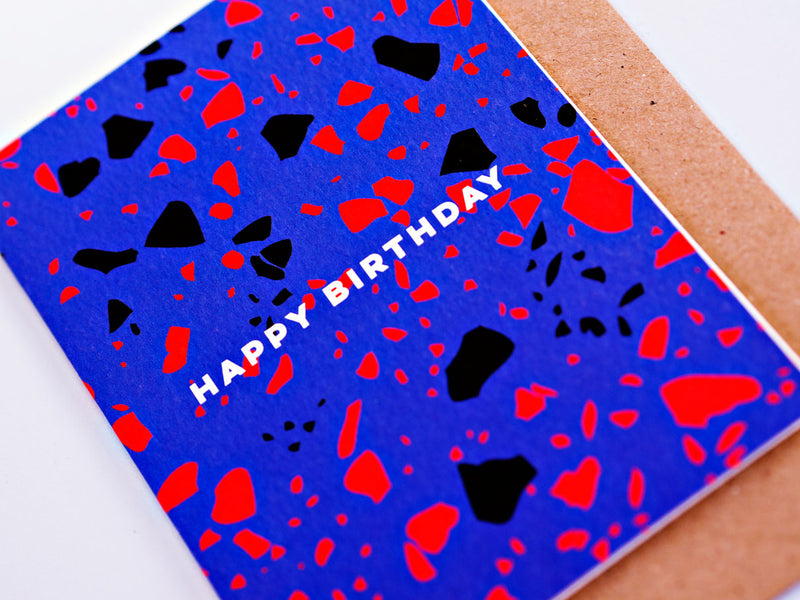 The Completist Blue Terrazzo Birthday Card