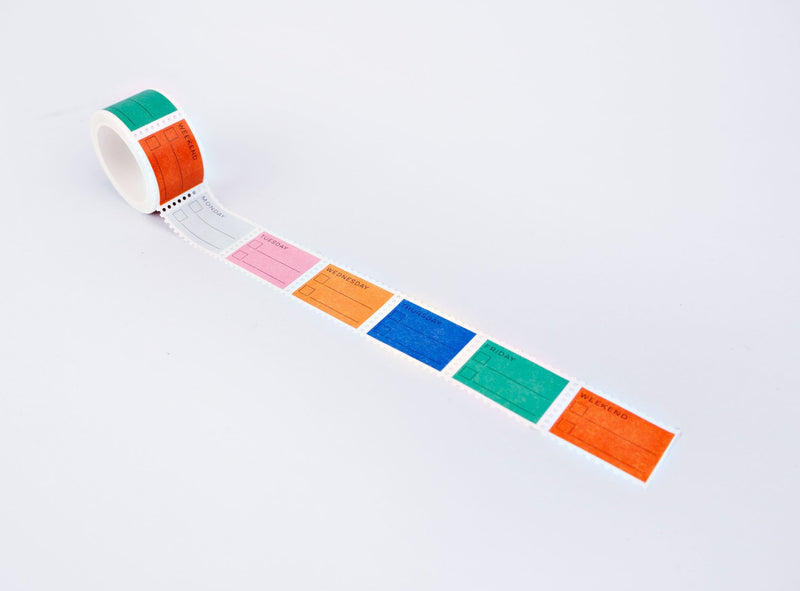 The Completist Primary Days of the Week Checklist Stamp Washi Tape