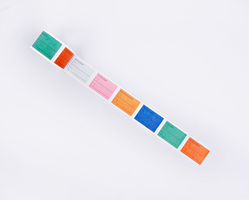 The Completist Primary Days of the Week Checklist Stamp Washi Tape