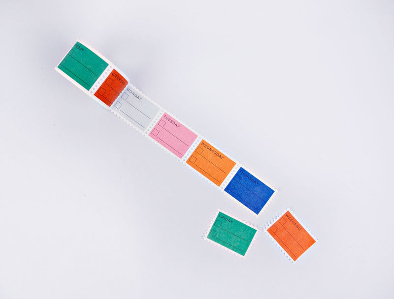 The Completist Primary Days of the Week Checklist Stamp Washi Tape