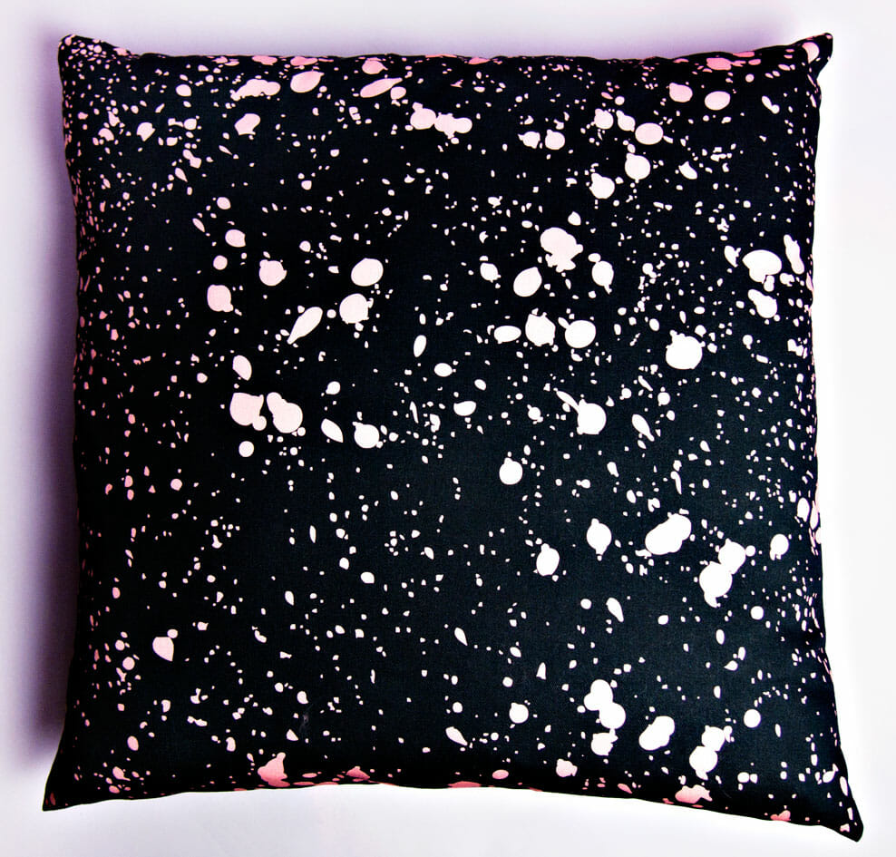 The Completist pink green speckle cushion cover